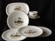 Carl Schumann Arzberg Fischservice Speiseteller Platte Sauciere Schale 6 Teile