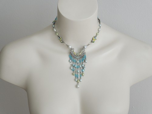 Kette collier metall - , perlen