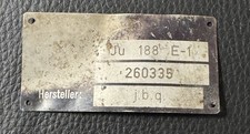 Junkers Typenschild Ju 188 E-1
