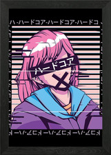 Glitch Anime Girl Gerahmtes