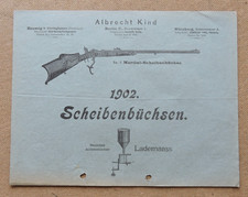 orig. Prospekt AKAH Albrecht Kind Berlin  / Gewehre Scheibenbüchsen /~1902