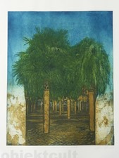 Hartmut R.Berlinicke'99 Radierung +Grafik «Arabische Oase von Cordoba» sign.limi