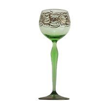 BÖHMEN - Jugendstil / Josephinenhütte Emaille Hock Weinglas - 19,5 cm