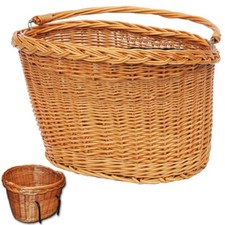 Fahrradkorb mit Haltebügeln Weide  Weidenkorb Einkaufskorb Lenkerkorb Braun 