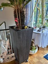 ⭐ Pflanzkübel edel | Fiberglas | Säule | konisch | 40x40x90cm | schwarz & silber