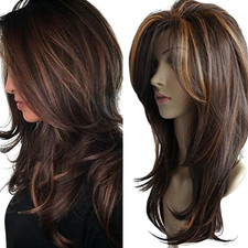 Damen Perücke Braun Echthaar