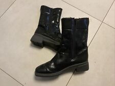 Schwarze Rohde Damen Stiefel Gr.8 Reisverschluss Schlangenleder Optik Gefüttert