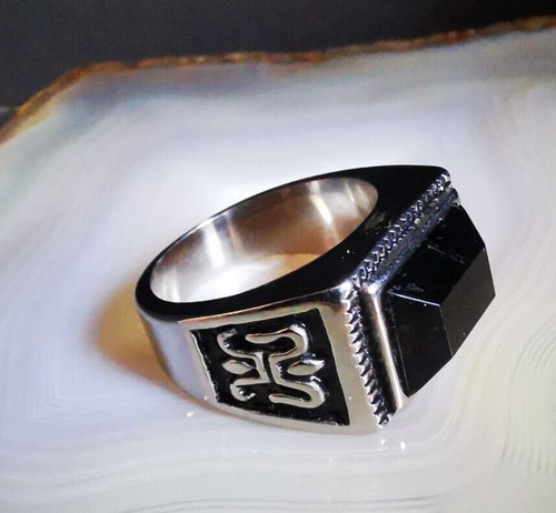 Ring edelstahl schwarzer stein - ring,