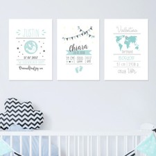 JUNIWORDS Poster "Geburtsposter" DIN A4 A3 Wunsch Geburt Geschenk Taufe Baby