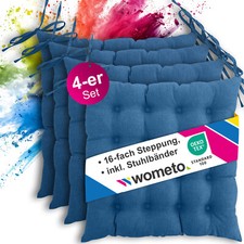 4er Set Sitzkissen Stuhl 40x40 Stuhlkissen Stuhlauflage Sitzauflage mit Bändern