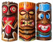 3 Wandmasken TIKI 30cm im Set