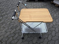 Klappbare Beistelltisch auf Rollen mit Barfunktion, Massivholz