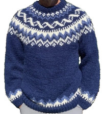 ALAFOSS Trachten Wollpullover Blau Nordic Store Isländisch Größe M Unisex