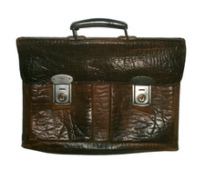 ALTE AKTENTASCHE HERRENTASCHE LEHRERTASCHE ARBEITSTASCHE BRAUN LEDER  50er