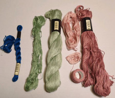 Perlgarn, Anchor, Reste in blau zu grün und rosa