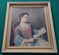 Kunstdruck nach Gemälde von J.-E. Liotard "Die schöne Leserin " von 1746 gerahmt