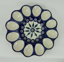 B-Ware Bunzlauer Keramik EiertellerEierplatte Servierteller für 12 Eier(T140-54