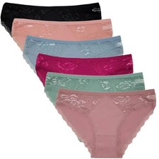 Damen Slips Spitze Baumwolle 6er Set Panty Höschen 6 Stück sexy Unterwäsche