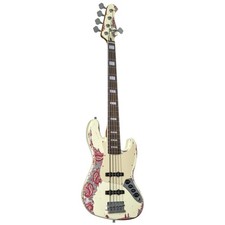 Fame Custom JB 5 Worn Vintage White over Pink Paisley - E-Bass