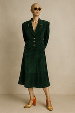 Leder Jackenkleid Trachten Lederkleid  Tellerrock Jackedunkel grün vintage 38 40