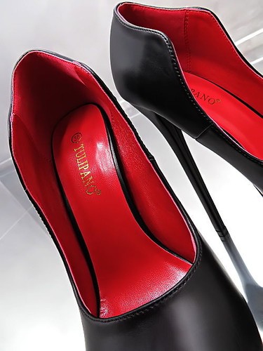 Pumps schwarz rot plateau hohe - rot,