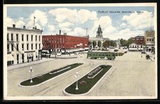 Bucyrus, OH, Public Square, Strassenbahn, Ansichtskarte 