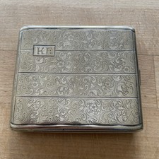 Alte Zigarettendose  Neusilber -Alpacca-KE Monogramm 10,0 x 8,5 cm