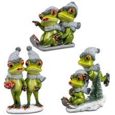 Formano Winter Frosch Weihnachten Schlitten Geschenk Glitzer Deko Figur Deko NEU