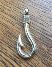 maritimer Edelstahl Kettenanhänger  Angelhaken , maritim Anhänger  Angler Surfer