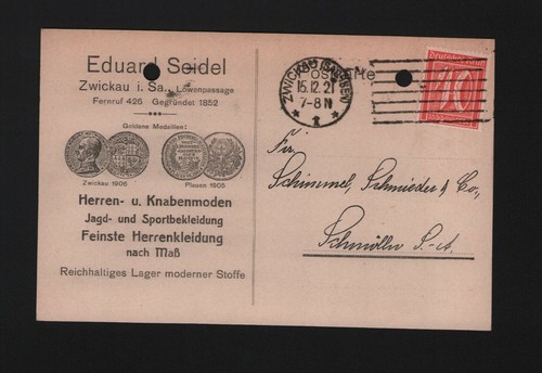 Zwickau postkarte 1921 - postkarte,