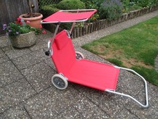 Strand- und Transportliege, mit Sonnendach, rot