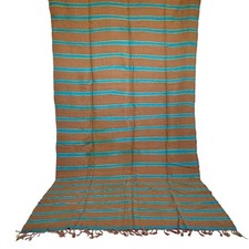 Handgefertigter Vintage Marokkanischer Berberteppich Wolle Kelim Streifen...