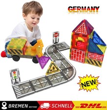 40pcs Kinderspiele Magnetische Bausteine Straßenset mit ausfahrbarem Magnetkran