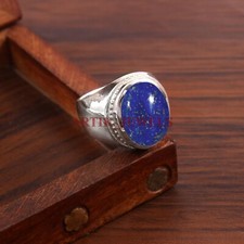 Natürlich Lapislazuli Edelstein Mit 925 Sterlingsilber Ring für Herren #4879