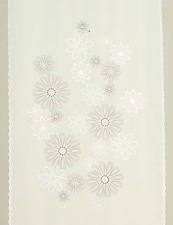 Fertiggardine Scheibengardine Paneel Tür Blumen lila Plauener Spitze bestickt