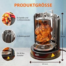 1.400W Dönergrill Schaschlikgrill Rotissiere Hähnchengrill Gyros Kebab Drehspieß