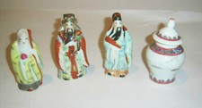 4 Asien  China Figuren mit Deckel-Vase, ca. 10 cm