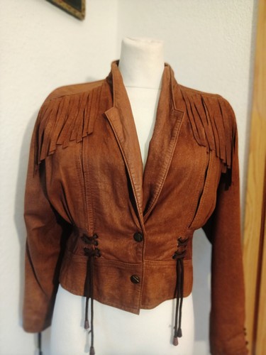 Vintage lederjacke mit fransen - vintage,