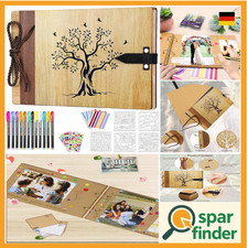 ZEEYUAN 80 Seiten Fotoalbum zum Selbstgestalten aus Holz Gästebuch Fotobuch m...