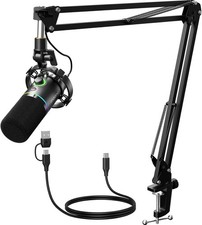 MAONO XLR/USB Dynamisches Mikrofon Set, RGB Podcast Mikrofon mit Arm (PD200XS)