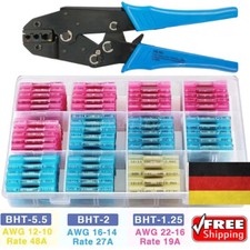 200PC Schrumpfverbinder Quetschverbinder Stoßverbinder Crimpzange Kabelverbinder