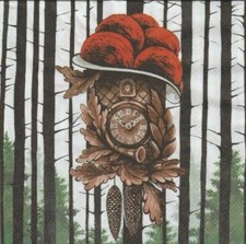 3 Servietten ~ Kuckucksuhr mit Bollenhut Schwarzwald 