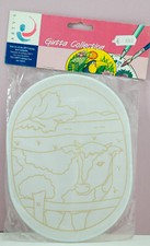 Fensterbild aus Seide mit Guttalinien Gold  15 x 20 cm,  COW, Seidenmalerei