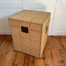 Große Hessische Aufbewahrungstruhe Truhe Box Beige Gold Nieten Metallgriffe Ottomane