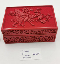 Alte Rotlack Dose Schatulle China Schnitzlack Blumen Motiv Asia Lackschnitz