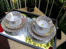 Sammel-Tassen WINTERLING Kirchenlamitz Gedeck Geschirr Gold Blumen 50er 60er alt