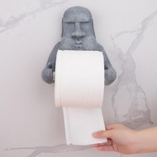 Toilettenpapierhalter mit Moai-Statue, Moai-Figur, kompakte Wandhalterung,