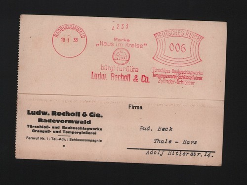 Radevormwald postkarte 1938 - postkarte,