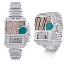 PRO METALLZUGARMBAND Sprechende Armbanduhr SILBER Blindenuhr Wecker Senioren Uhr