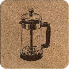 Quadratischer Korkuntersetzer/Kannenständer "French Coffee Press" (TR00029287)